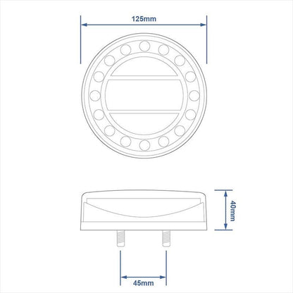 Feu arrière 12/24V 4 fonctions 125mm LED