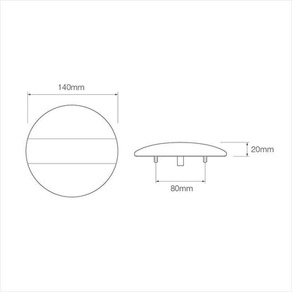 Feu arrière 12/24V 3 fonctions 140mm STF LED