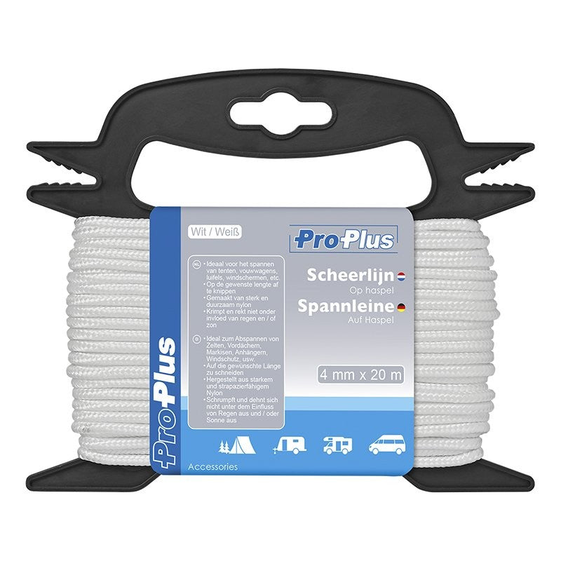 Corde d'haubanage blanche 4mm x 20m sur dérouleur