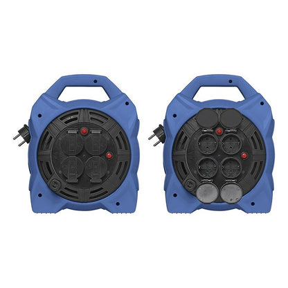 Enrouleur électrique Schuko quadruple prise 15M 3x1,5mm² avec éclairage LED