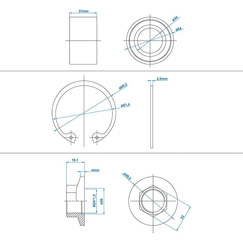 Jeu de roulement compact 34/64x37mm universel