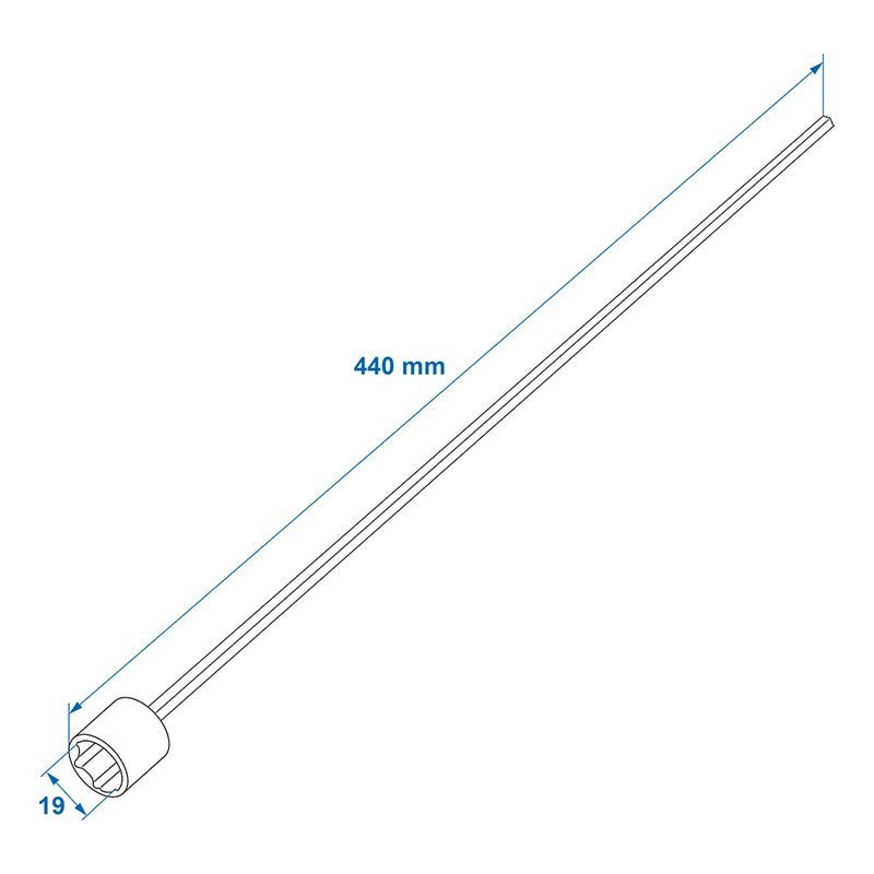 Ambout de manivelle 440mm / 19mm pour vérin stabilisateur