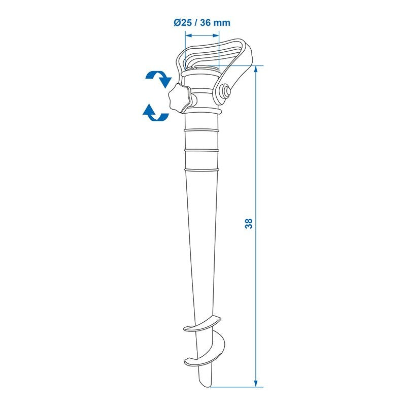 Support de piquet pour parasol 38cm Ø25/36mm