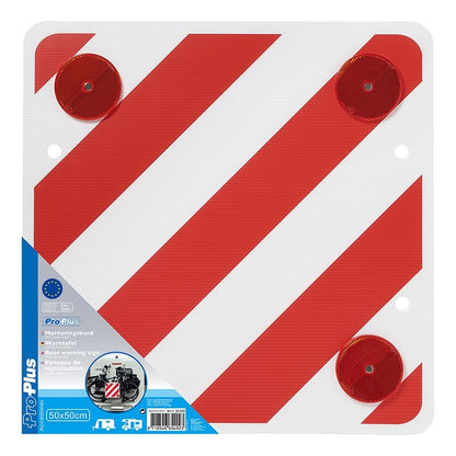 Panneau de signalisation plastique 50x50cm avec réflecteurs