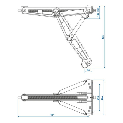 Vérin stabilisateur 750kg 567x280mm H:495mm