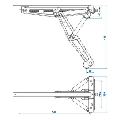 Vérin stabilisateur 1100kg 597x280mm H:497mm