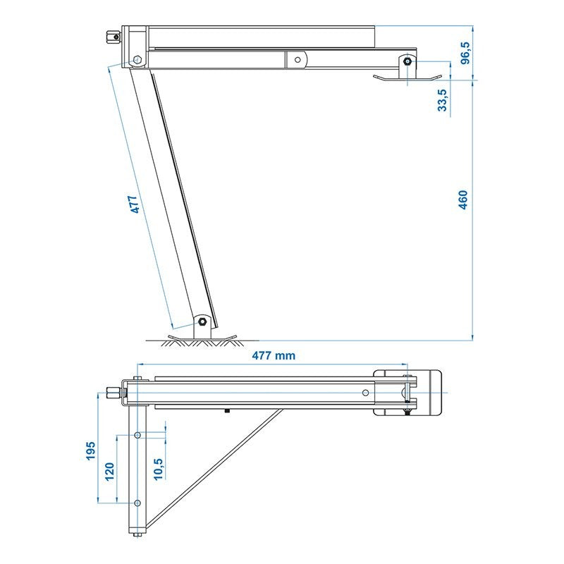 Vérin stabilisateur compact pour l'avant droit et l'arrière gauche 800 kg