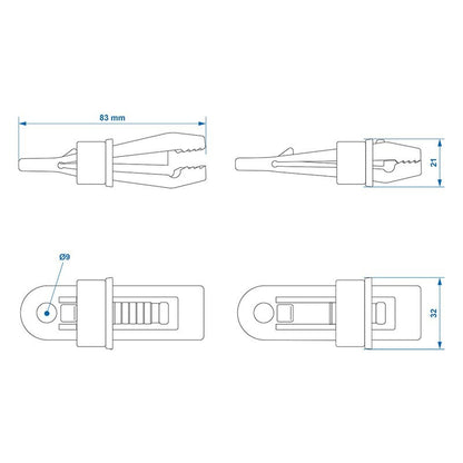 Clips de bâche - jeu de 4 pièces