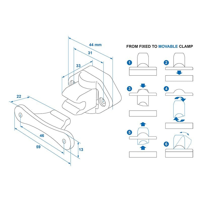 Bloc-porte blanc articulé pour caravane/camping-car