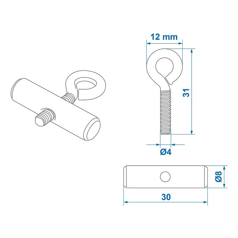 Butée de rail d'auvent 8-10 mm - jeu de 2 pièces