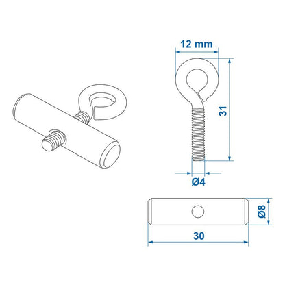 Butée de rail d'auvent 8-10 mm - jeu de 2 pièces