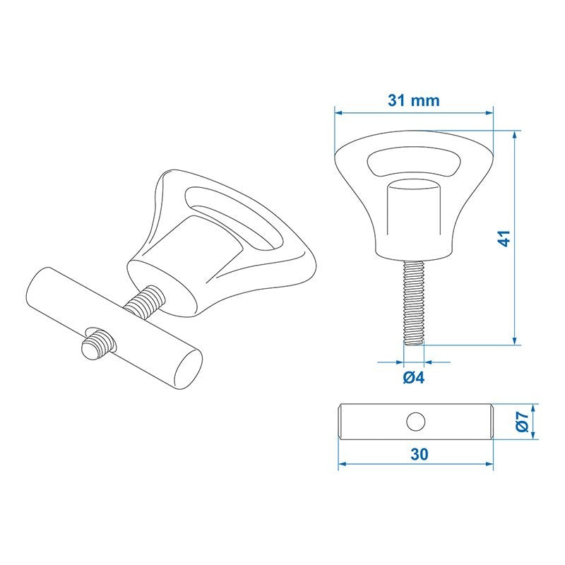 Butée de rail d'auvent avec bouton en plastique 8-10mm - jeu de 2 pièces