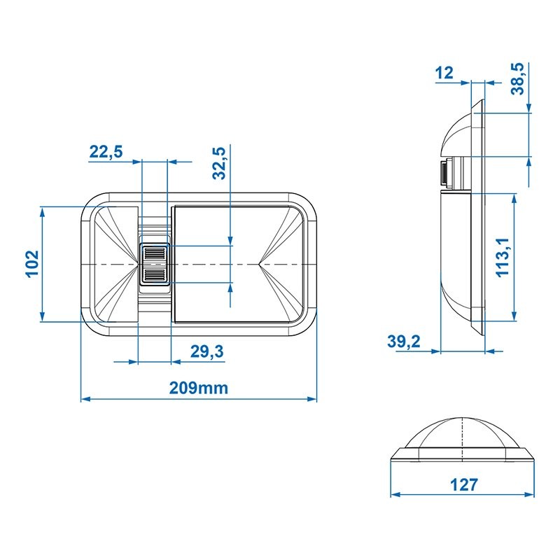 Luminaire de surface 24-leds 12V 320lm 38x208x127mm