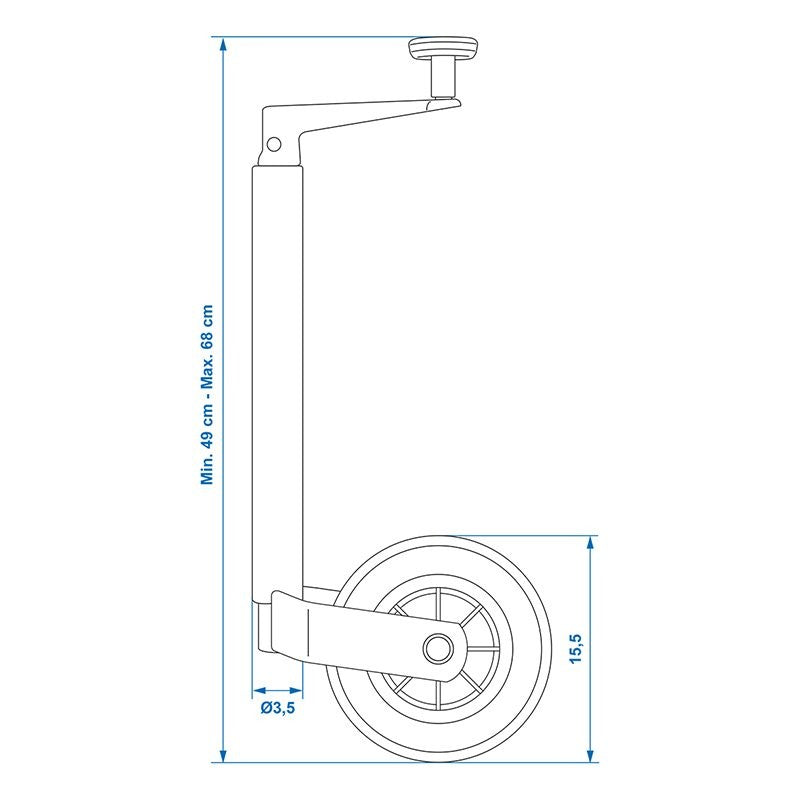 Roue jockey 35mm jante plastique avec pneu caoutchouc 160x40mm