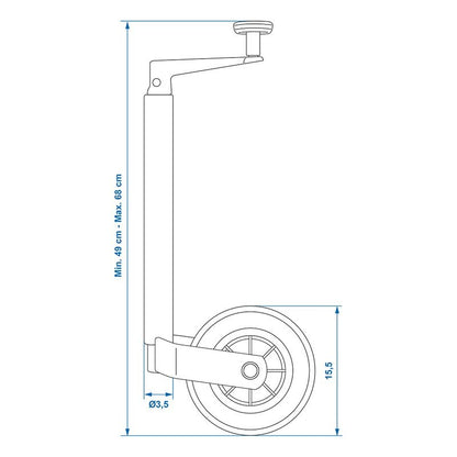 Roue jockey 35mm jante plastique avec pneu caoutchouc 160x40mm