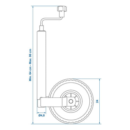 Roue jockey 48mm jante plastique avec pneu d'aire 260x85mm