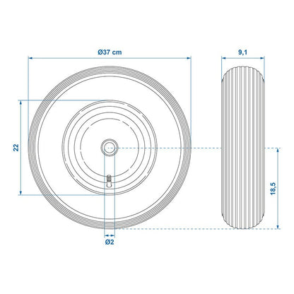 Roue pneumatique avec jante métal 16" 4.00-8