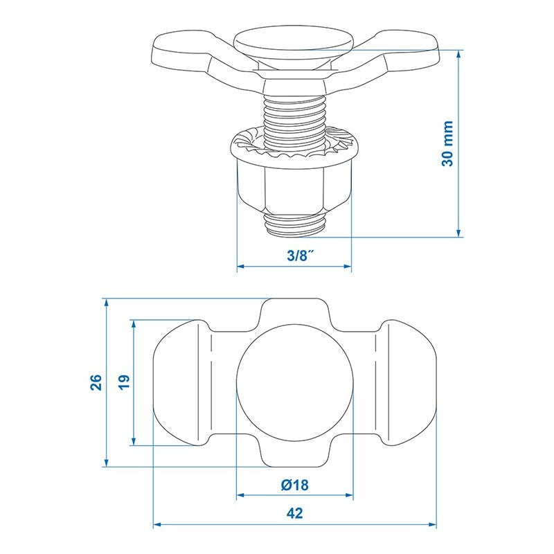 Pion d'ancrage double avec boulon 3/8"