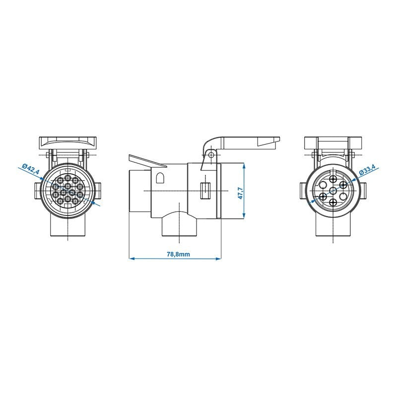 Adaptateur 7- vers 13-pôles avec connexion constante (+)