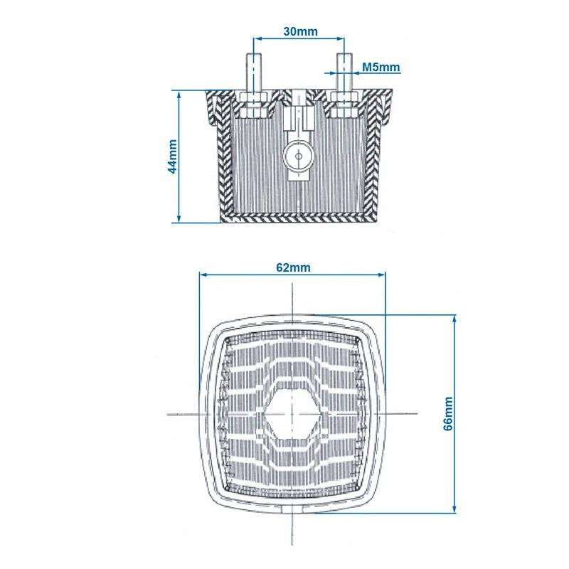 Feu de position blanc 66x62mm avec catadioptre