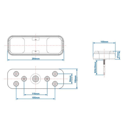 Feu arrière 5 fonctions 284x100mm 36LED