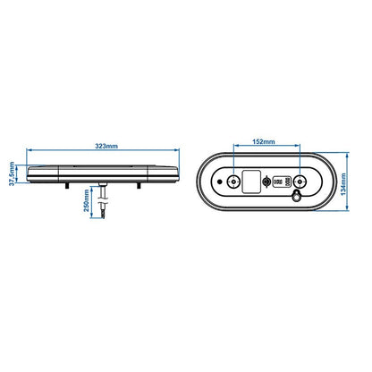 Feu arrière 6 fonctions 323x134mm 54LED gauche