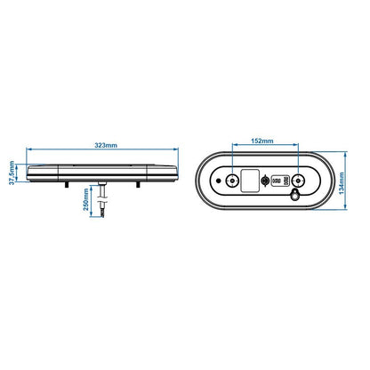 Feu arrière 6 fonctions 323x134mm 54LED droite