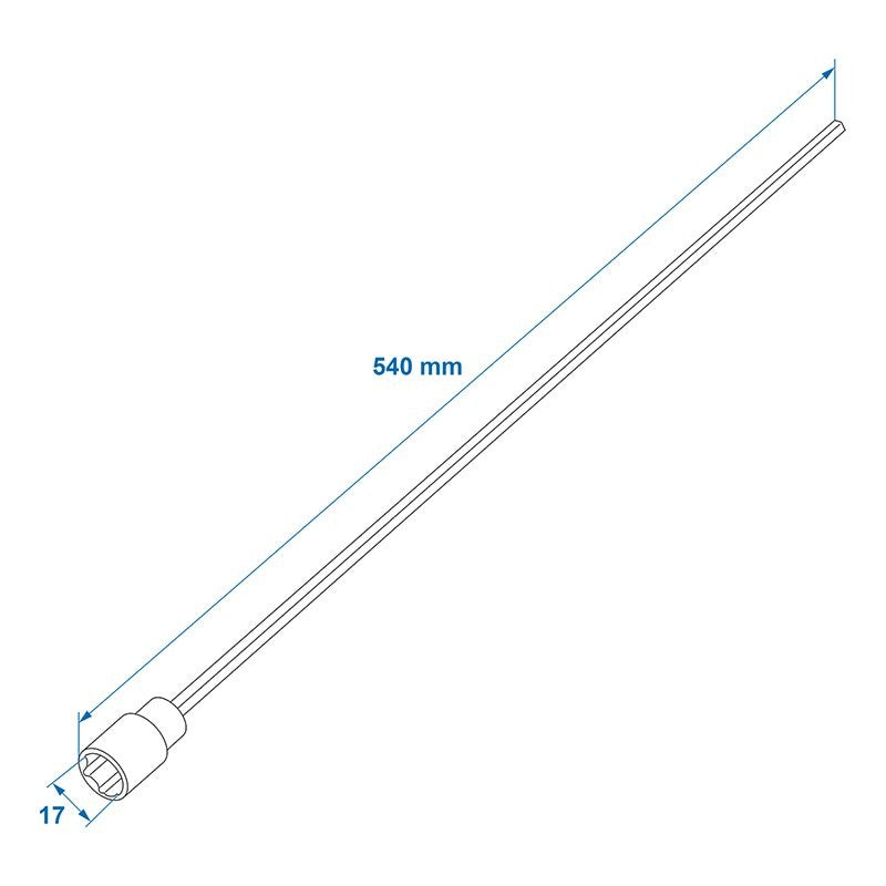 Ambout de manivelle 540mm / 17mm pour vérin stabilisateur