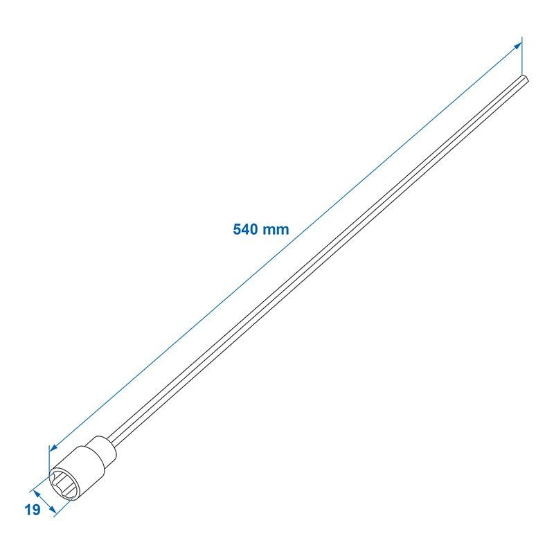 Ambout de manivelle 540mm / 19mm pour vérin stabilisateur