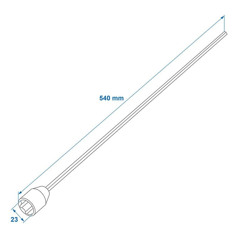 Ambout de manivelle 540mm / 23mm pour vérin stabilisateur