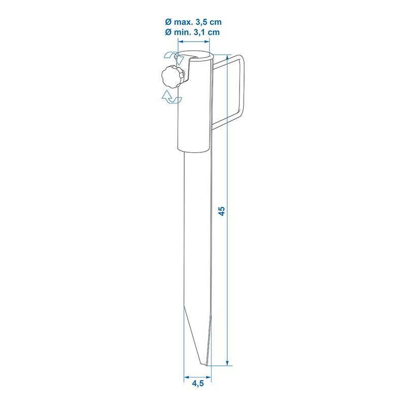 Support de piquet pour séchoir parapluie & parasol 45cm Ø35mm