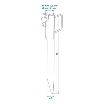 Support de piquet pour séchoir parapluie & parasol 45cm Ø35mm