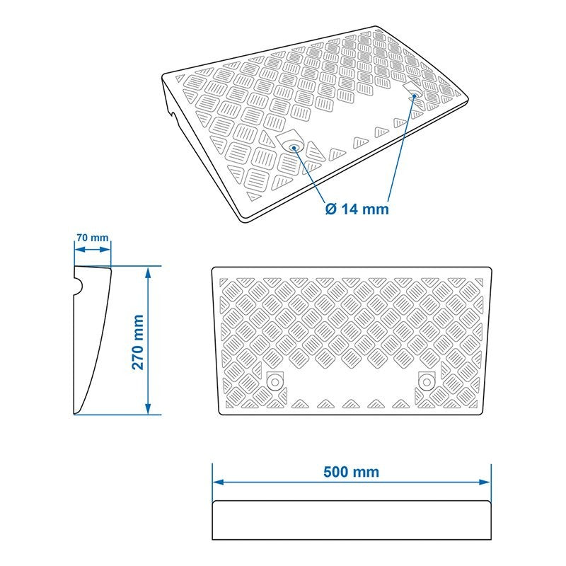 Rampe de bordure 70mm noir ensemble de 2 pièces