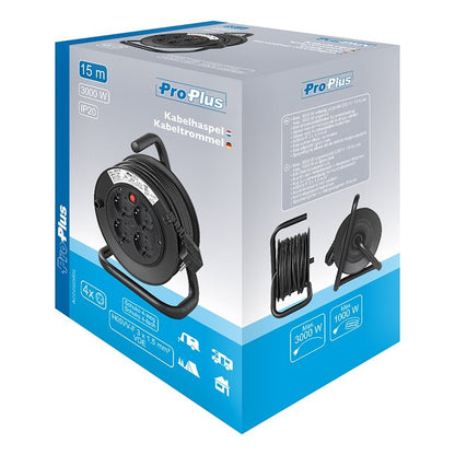 Enrouleur électrique Schuko quadruple prise 15M 3x1,5mm² VV