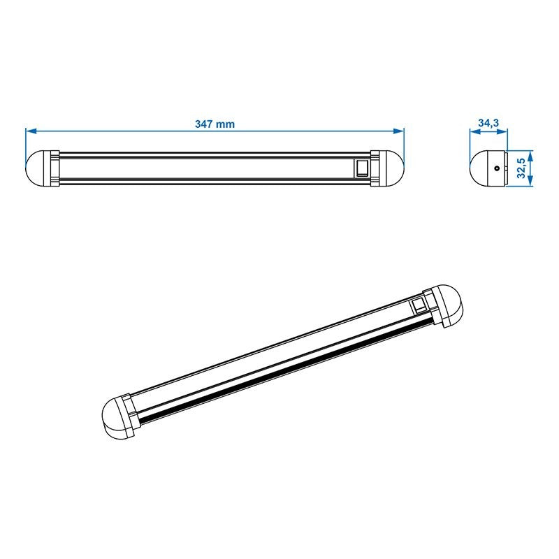 Lumière Linéaire 20-leds 12V 300lm 340x35x33mm