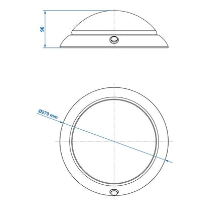 Plafonnier / luminaire de surface 24-leds 12V 590lm Ø280x85mm