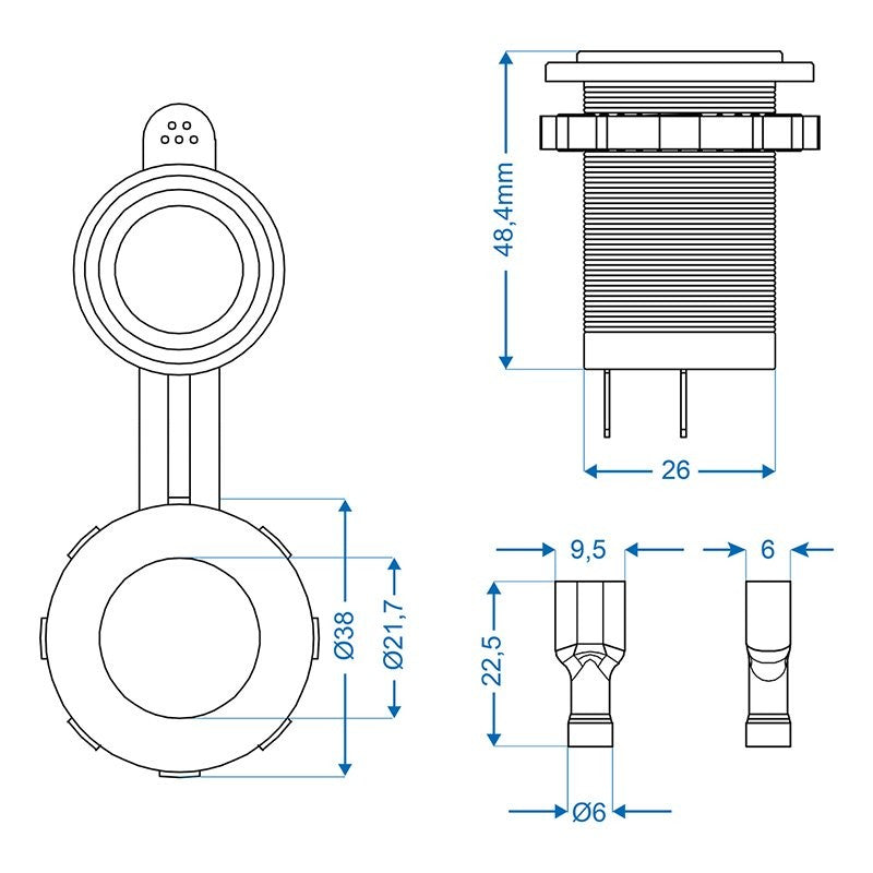 Prise à encastrer DIN 12V/24V