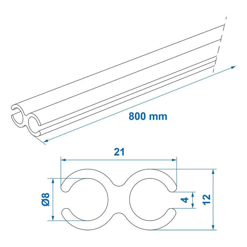 Rail de tente double 80 cm- jeu de 3 pièces