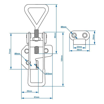 Fermeture ajustable 160-180mm incl. gache