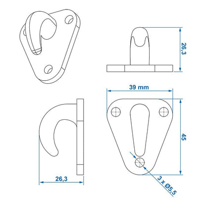 Crochet plastique pour corde 45x39mm