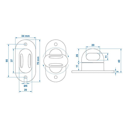 Serrure pour oeillets ovales plastique