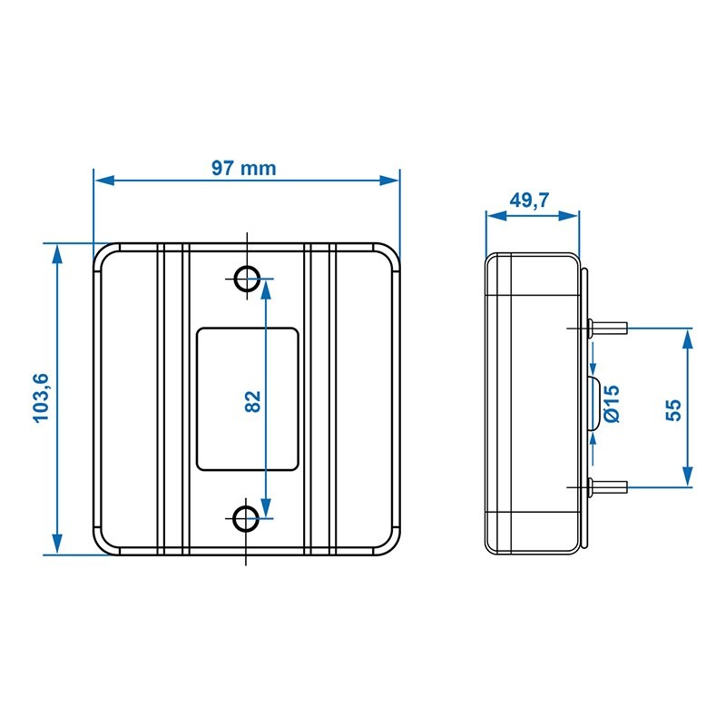 Feu arrière 4 fonctions 98x104mm incl. ampoules