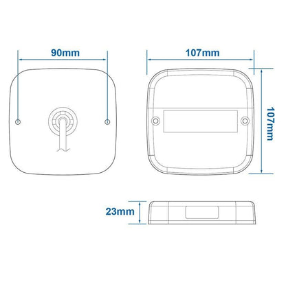 Feu arrière 12V 5 fonctions 107x107mm 8LED