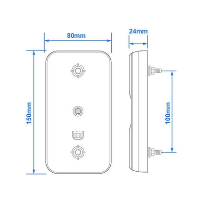 Feu arrière 12/24V 4 fonctions 80x150mm LED