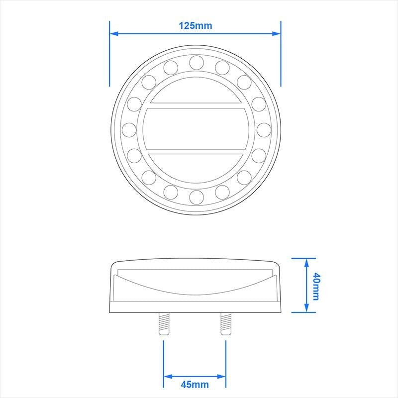 Feu arrière 12/24V 4 fonctions 125mm LED