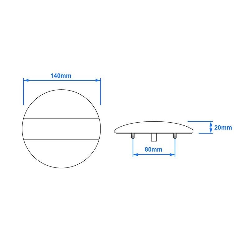 Feu arrière 12/24V 3 fonctions 140mm STI LED