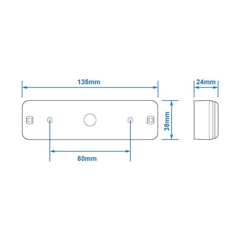 Feu arrière 12/24V 2 fonctions 135x38mm LED avec support noir