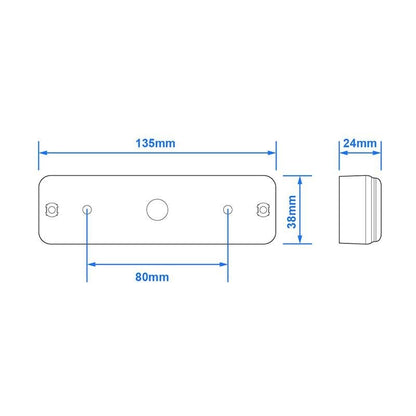 Feu arrière 12/24V 2 fonctions 135x38mm LED avec support noir