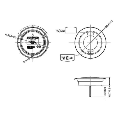 Feu arrière 3 fonctions 122mm 24LED chromé