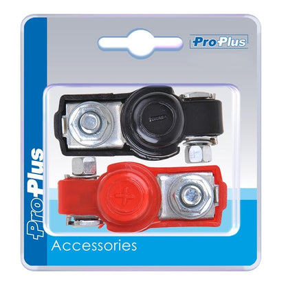 Set de cosses de connexion de batterie (+) et (-) avec protection plastique rouge/noir